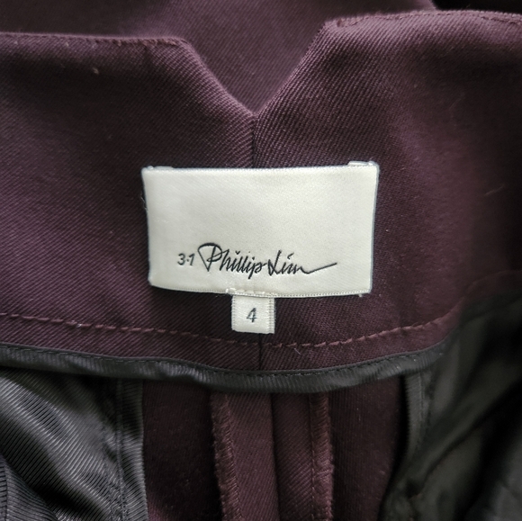 3.1 Philip Lim 100% Wool Wide Leg High Waisted Burgundy Pant Sz 4 - Picture 8 of 10